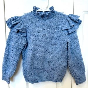 Janie and Jack Blue Ruffle Turtleneck Sweater Toddler Girls Size 3